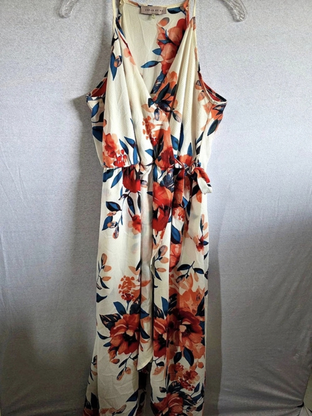 Dream of Me Floral Maxi Dress in White & Red XL Like New